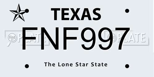 FNF997 Texas License Plate