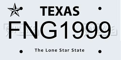 FNG1999 Texas License Plate