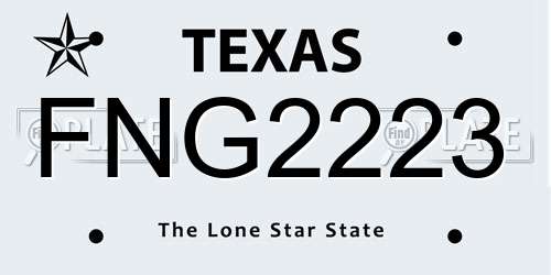 FNG2223 Texas License Plate