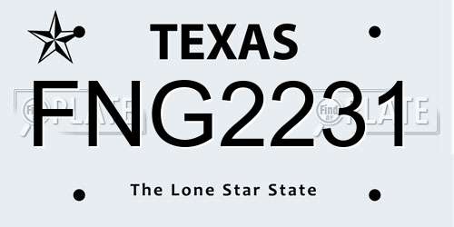 FNG2231 Texas License Plate