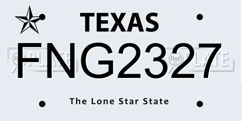 FNG2327 Texas License Plate