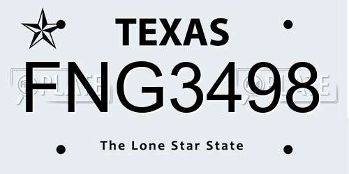 FNG3498 Texas License Plate