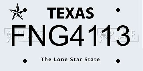 FNG4113 Texas License Plate