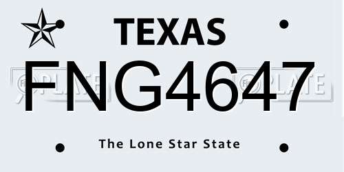FNG4647 Texas License Plate