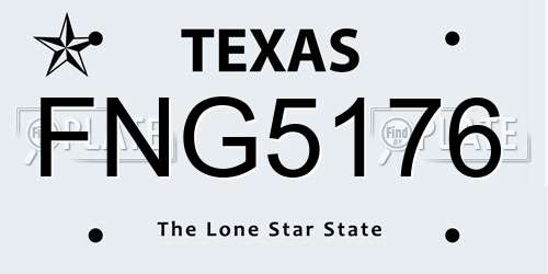 FNG5176 Texas License Plate