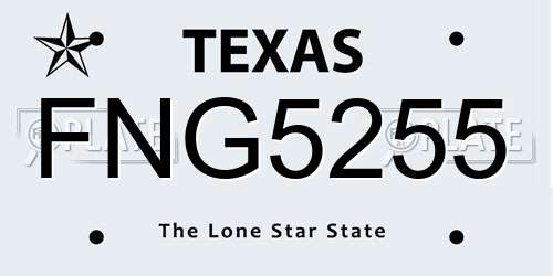 FNG5255 Texas License Plate