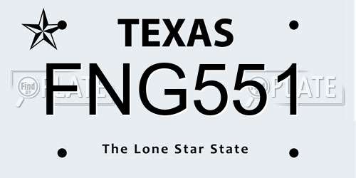 FNG551 Texas License Plate