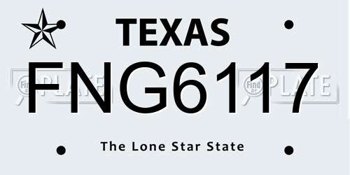 FNG6117 Texas License Plate
