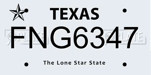 FNG6347 Texas License Plate