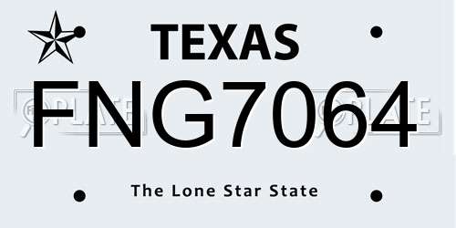 FNG7064 Texas License Plate