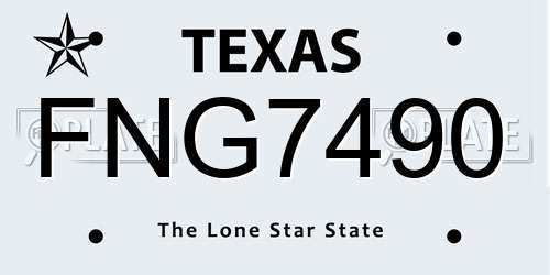 FNG7490 Texas License Plate