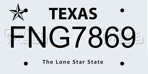FNG7869 Texas License Plate