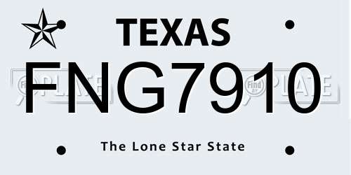 FNG7910 Texas License Plate