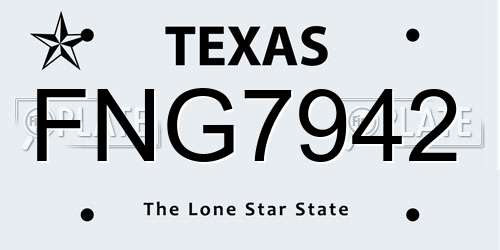 FNG7942 Texas License Plate