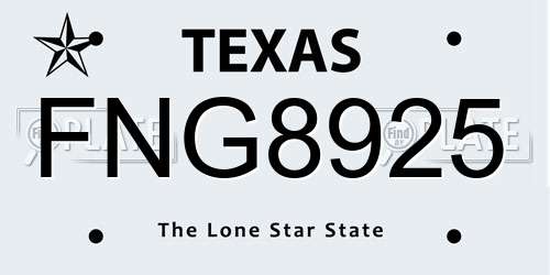 FNG8925 Texas License Plate