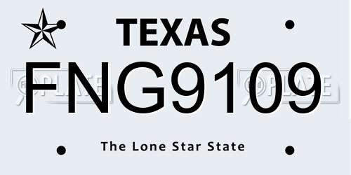 FNG9109 Texas License Plate