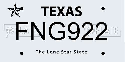 FNG922 Texas License Plate