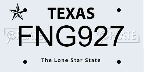 FNG927 Texas License Plate