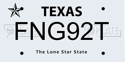 FNG92T Texas License Plate