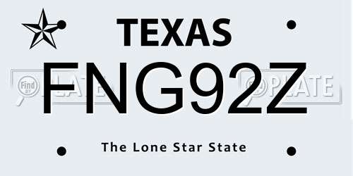 FNG92Z Texas License Plate