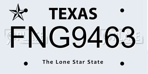 FNG9463 Texas License Plate