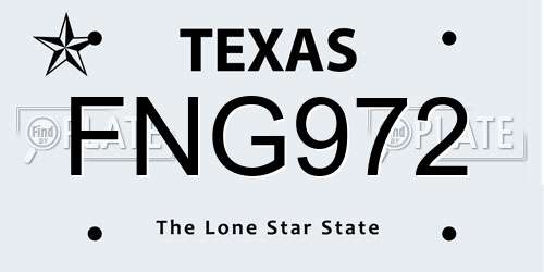 FNG972 Texas License Plate