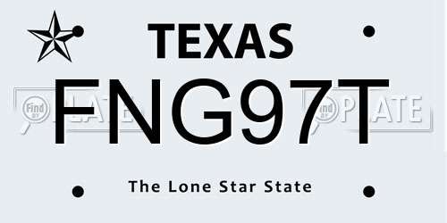 FNG97T Texas License Plate