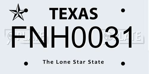FNH0031 Texas License Plate