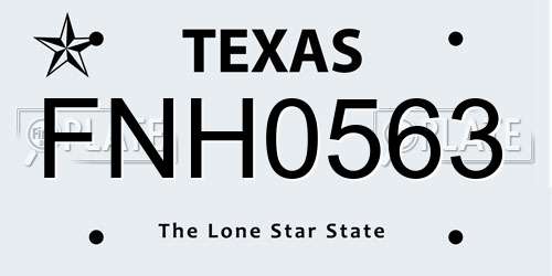 FNH0563 Texas License Plate