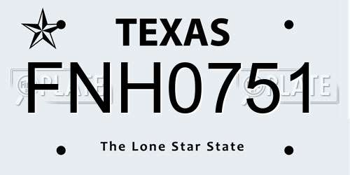FNH0751 Texas License Plate