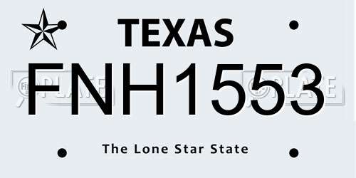 FNH1553 Texas License Plate