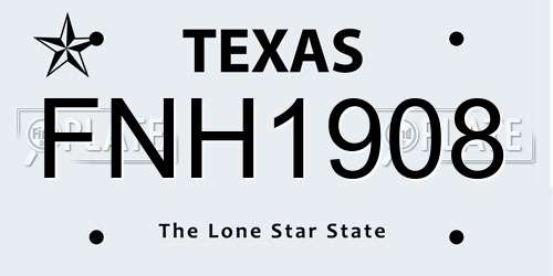 FNH1908 Texas License Plate