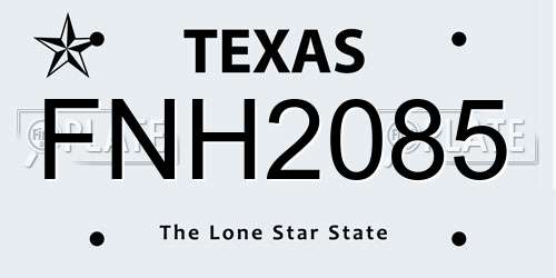 FNH2085 Texas License Plate
