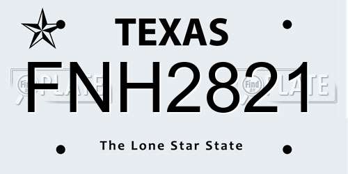 FNH2821 Texas License Plate