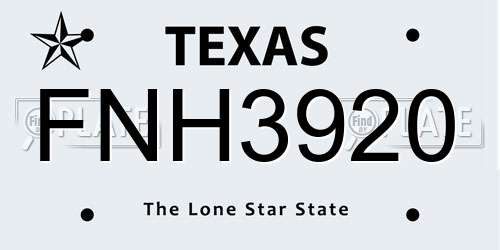FNH3920 Texas License Plate