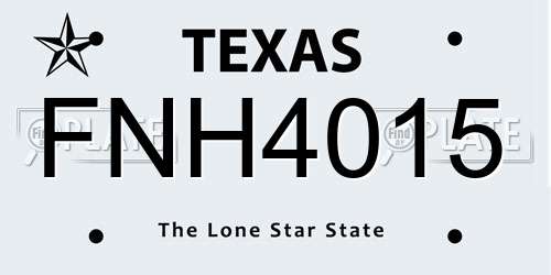 FNH4015 Texas License Plate