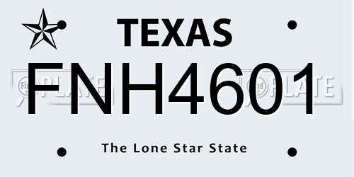 FNH4601 Texas License Plate