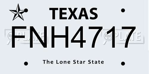 FNH4717 Texas License Plate