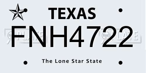 FNH4722 Texas License Plate