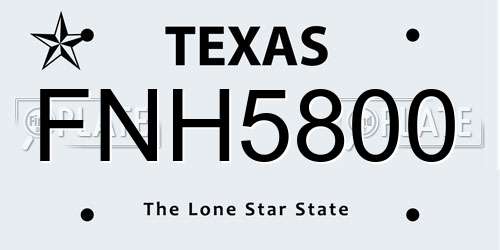 FNH5800 Texas License Plate