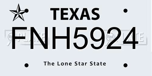 FNH5924 Texas License Plate