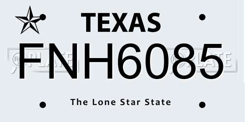 FNH6085 Texas License Plate