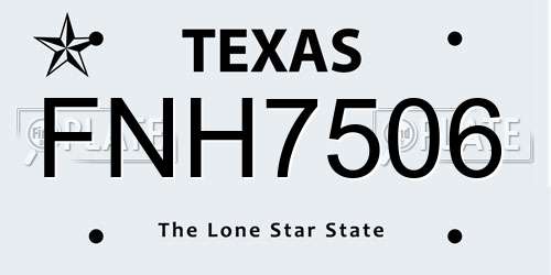 FNH7506 Texas License Plate
