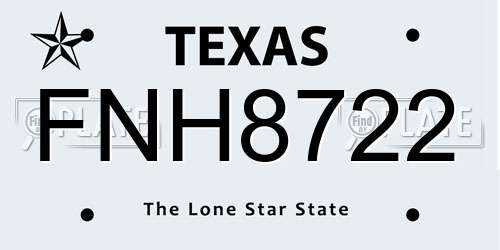 FNH8722 Texas License Plate