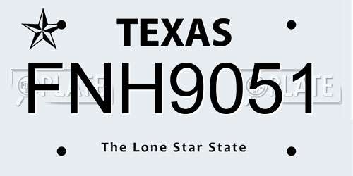 FNH9051 Texas License Plate