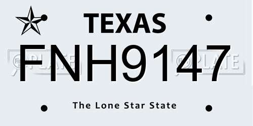 FNH9147 Texas License Plate
