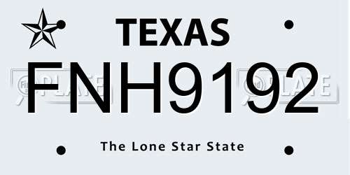 FNH9192 Texas License Plate