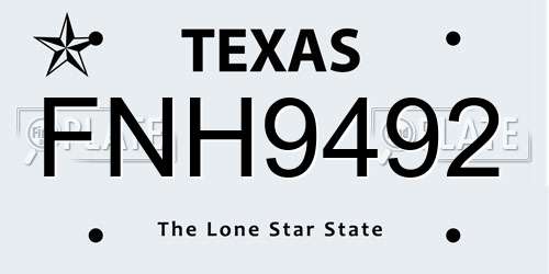 FNH9492 Texas License Plate