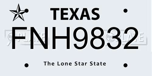 FNH9832 Texas License Plate