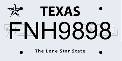 FNH9898 Texas License Plate